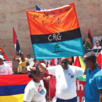 Demonstrators from the Chagos Islands protest and demand the UK to end its illegal occupation of the Indian Ocean archipelago in Port Louis, capital of Mauritius on November 22, 2019. Photo: AFP